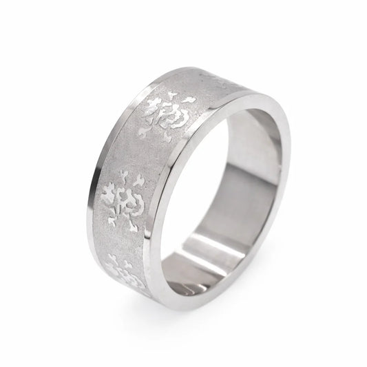 Stainless Steel Rhodium Plated Brushed Skull and Bones Men's Ring