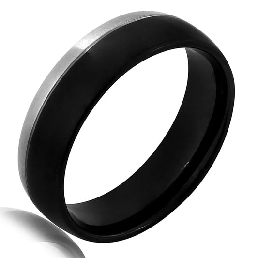 Stainless Steel Black & Rhodium Plated Band Ring