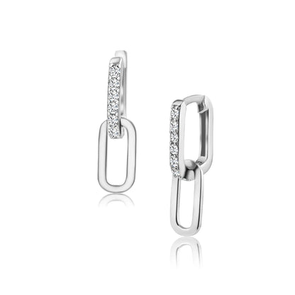 925 Sterling Silver Rectangular CZ Dangling Earring