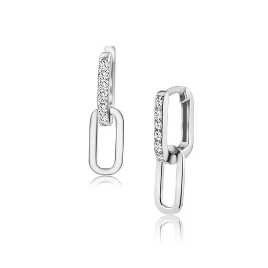 925 Sterling Silver Rectangular CZ Dangling Earring