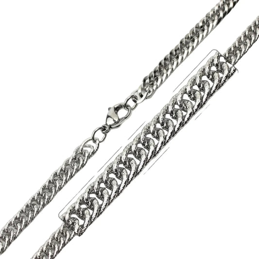 Stainless Steel Plated 5.5 Pave Cuban Link Chain Necklace