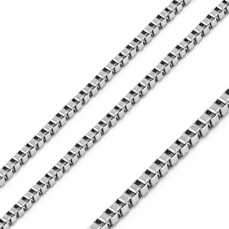 Stainless Steel Rhodium Plated 2 MM Box Link Chain Necklace