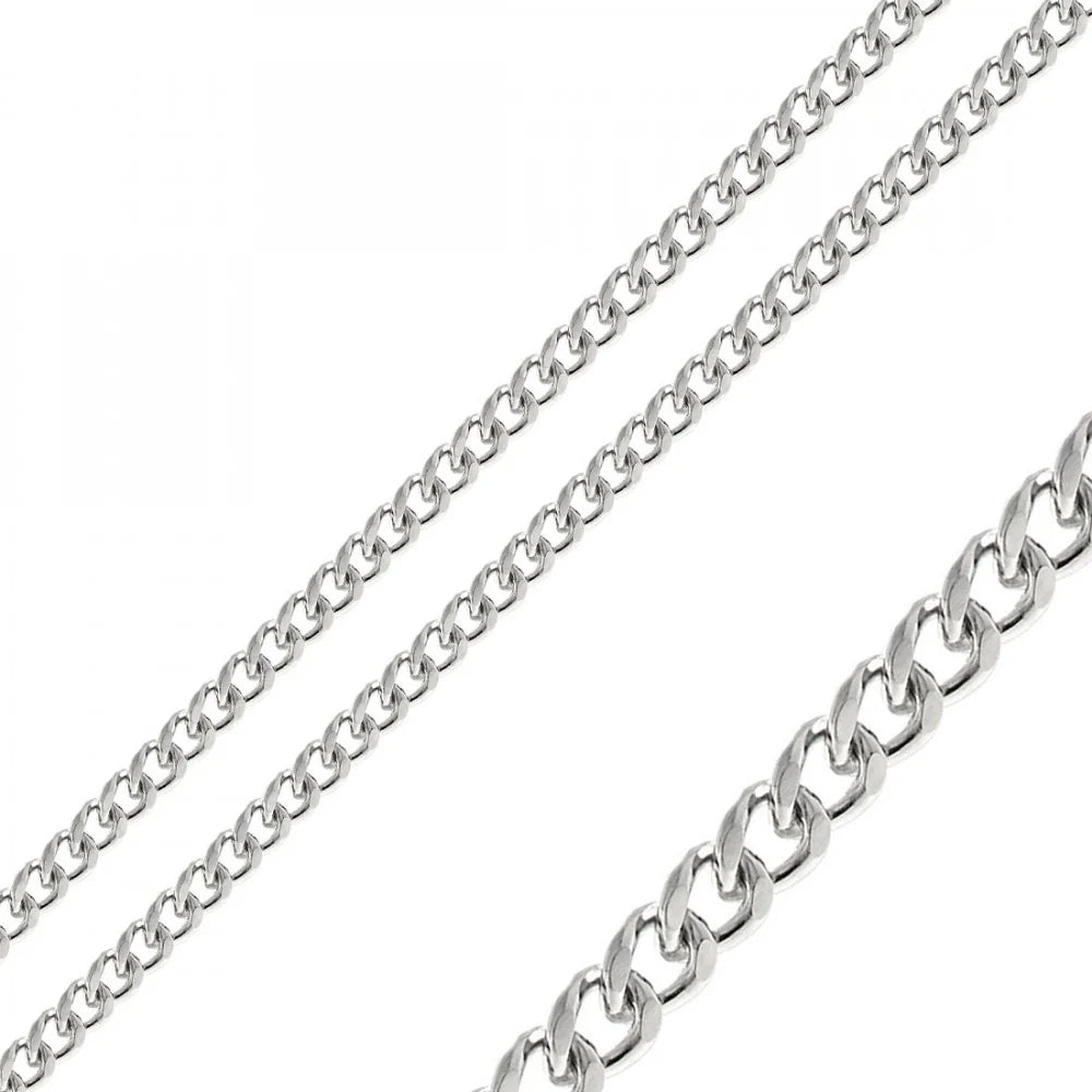Stainless Steel Rhodium Plated 6 MM Curb Link Chain Necklace