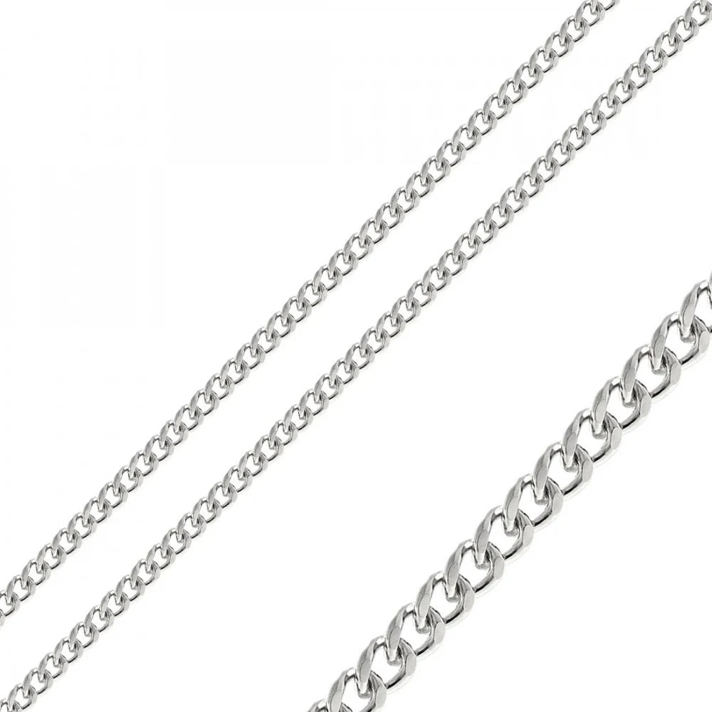 Stainless Steel Rhodium Plated 6 MM Curb Link Chain Necklace
