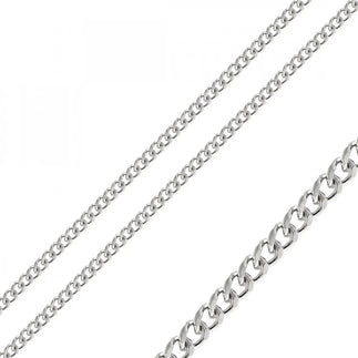 Stainless Steel Rhodium Plated 6 MM Curb Link Chain Necklace
