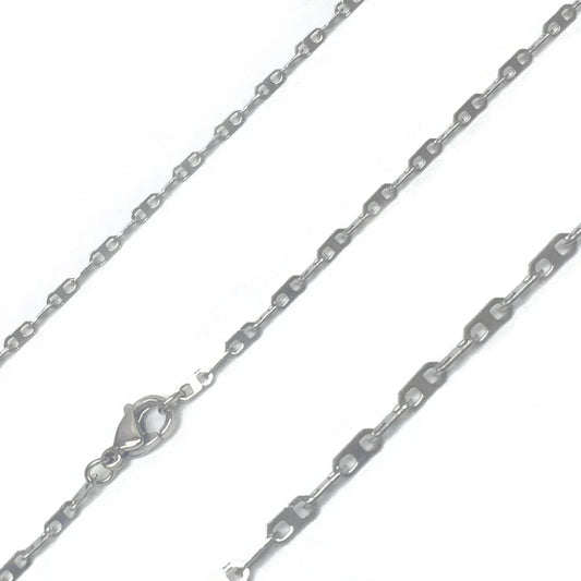 Stainless Steel Rhodium Plated 3 MM Valentino Link Chain Necklace
