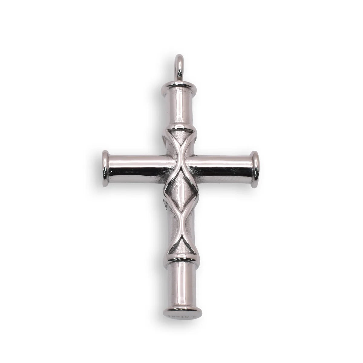 Stainless Steel Rhodium Plated Tubed Cross Pendant