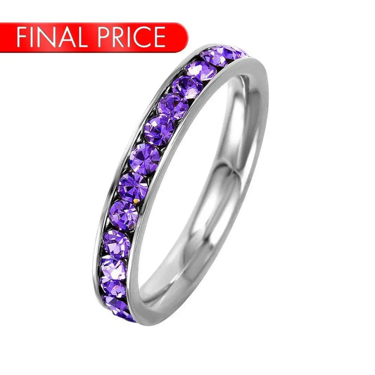Stainless Steel CZ Eternity Band February