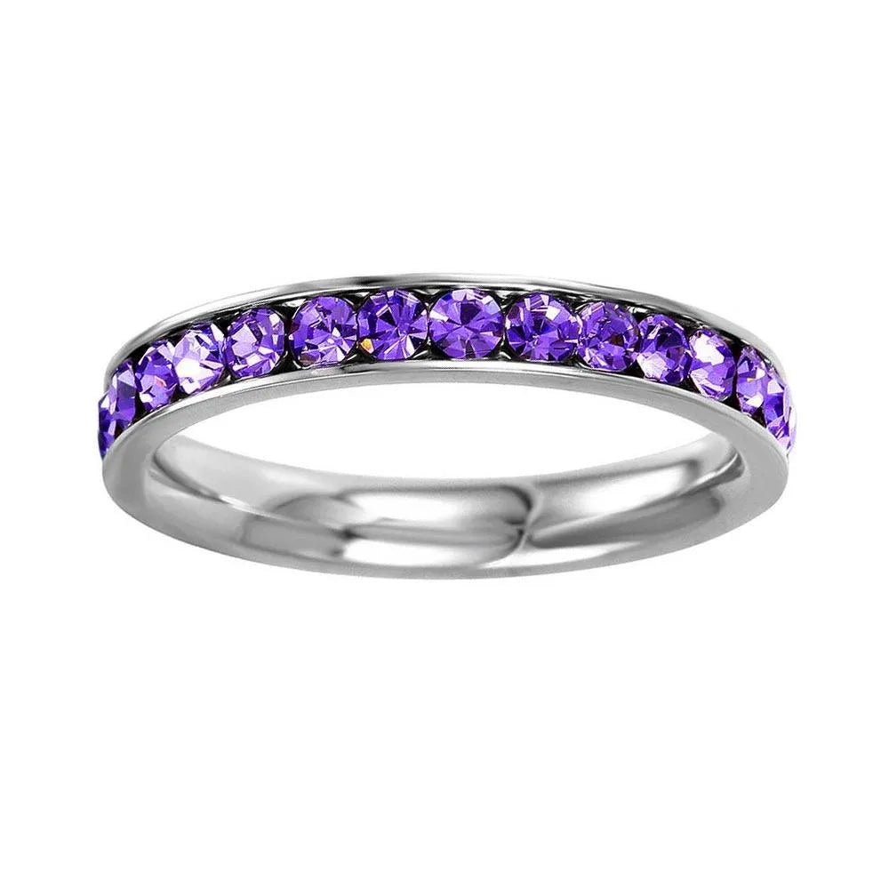 Stainless Steel CZ Eternity Band February