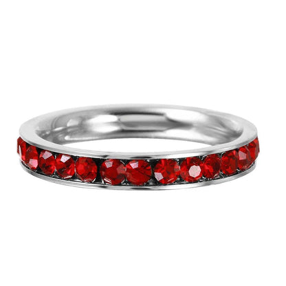 Stainless Steel CZ Eternity Band Ring January
