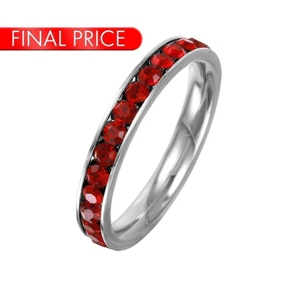 Stainless Steel CZ Eternity Band Ring January