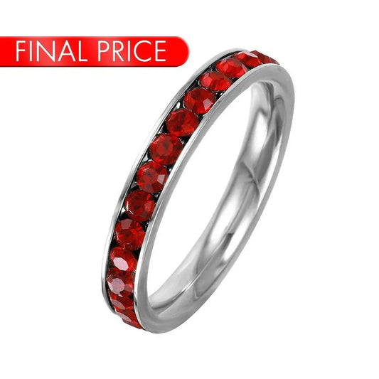 Stainless Steel CZ Eternity Band Ring January