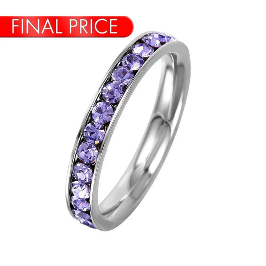 Stainless Steel CZ Eternity Band Ring June