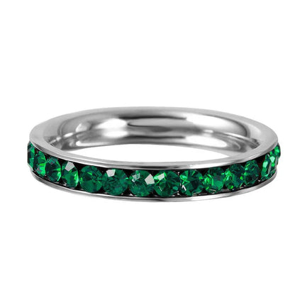 925 Sterling Silver Stainless Steel CZ Eternity Band May