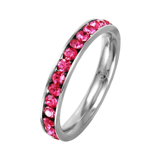 Stainless Steel CZ Eternity Band Ring October