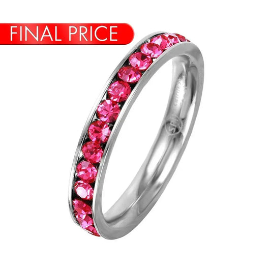 Stainless Steel CZ Eternity Band Ring October