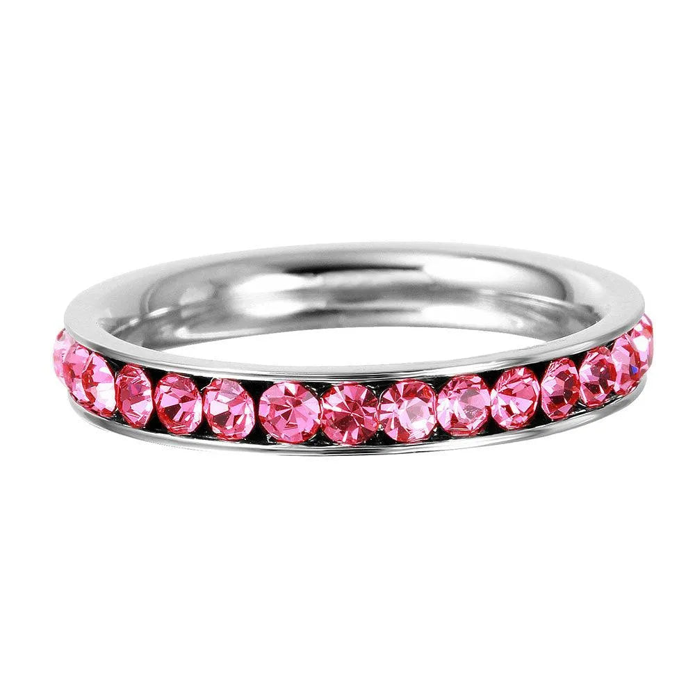 Stainless Steel CZ Eternity Band Ring October
