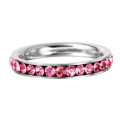 Stainless Steel CZ Eternity Band Ring October
