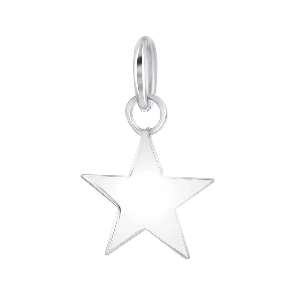 925 Sterling Silver High Polished Engravable Star Charm