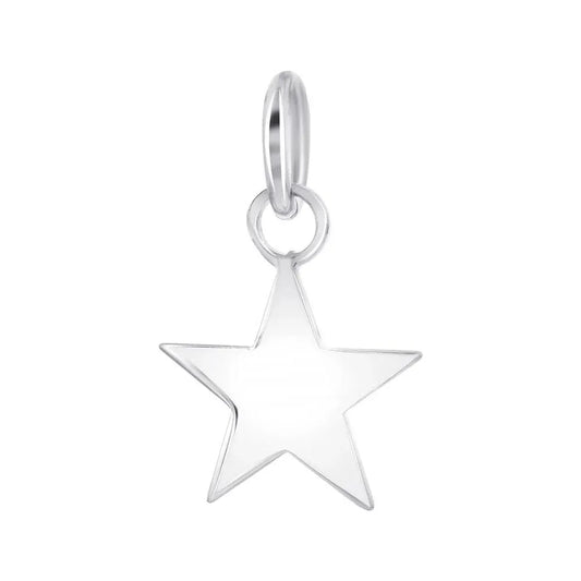 925 Sterling Silver High Polished Engravable Star Charm
