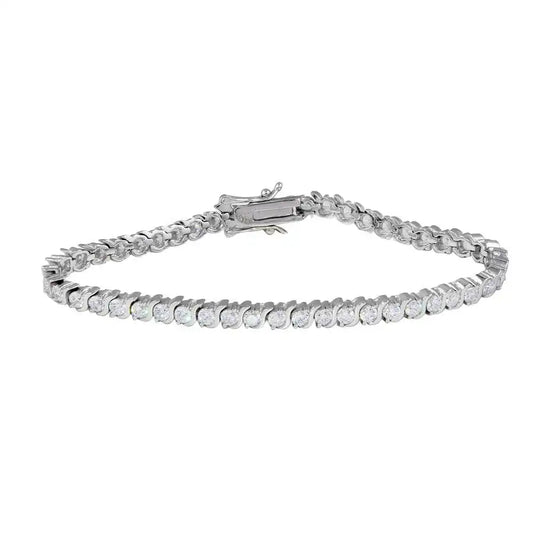925 Sterling Silver Rhodium Plated Clear CZ Tennis Bracelet