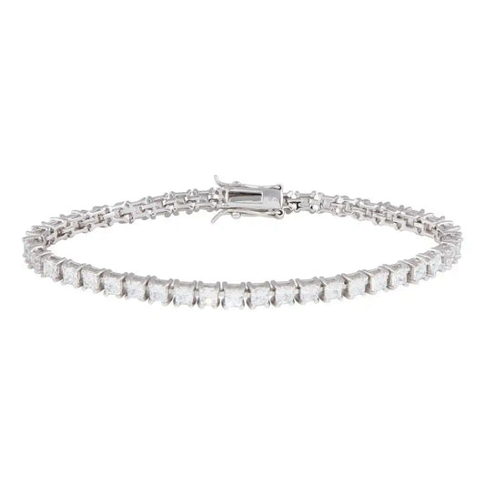 925 Sterling Silver Rhodium Plated Clear CZ Tennis Bracelet