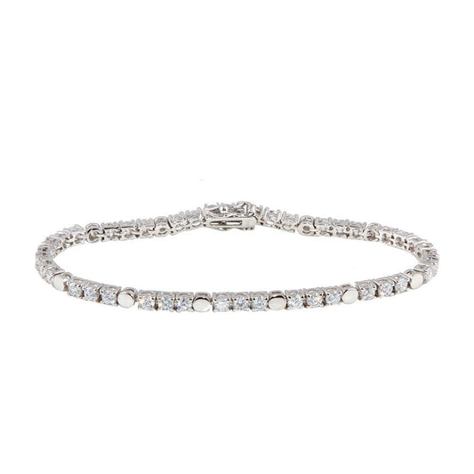 925 Silver Rhodium Plated Clear CZ Tennis Bracelet
