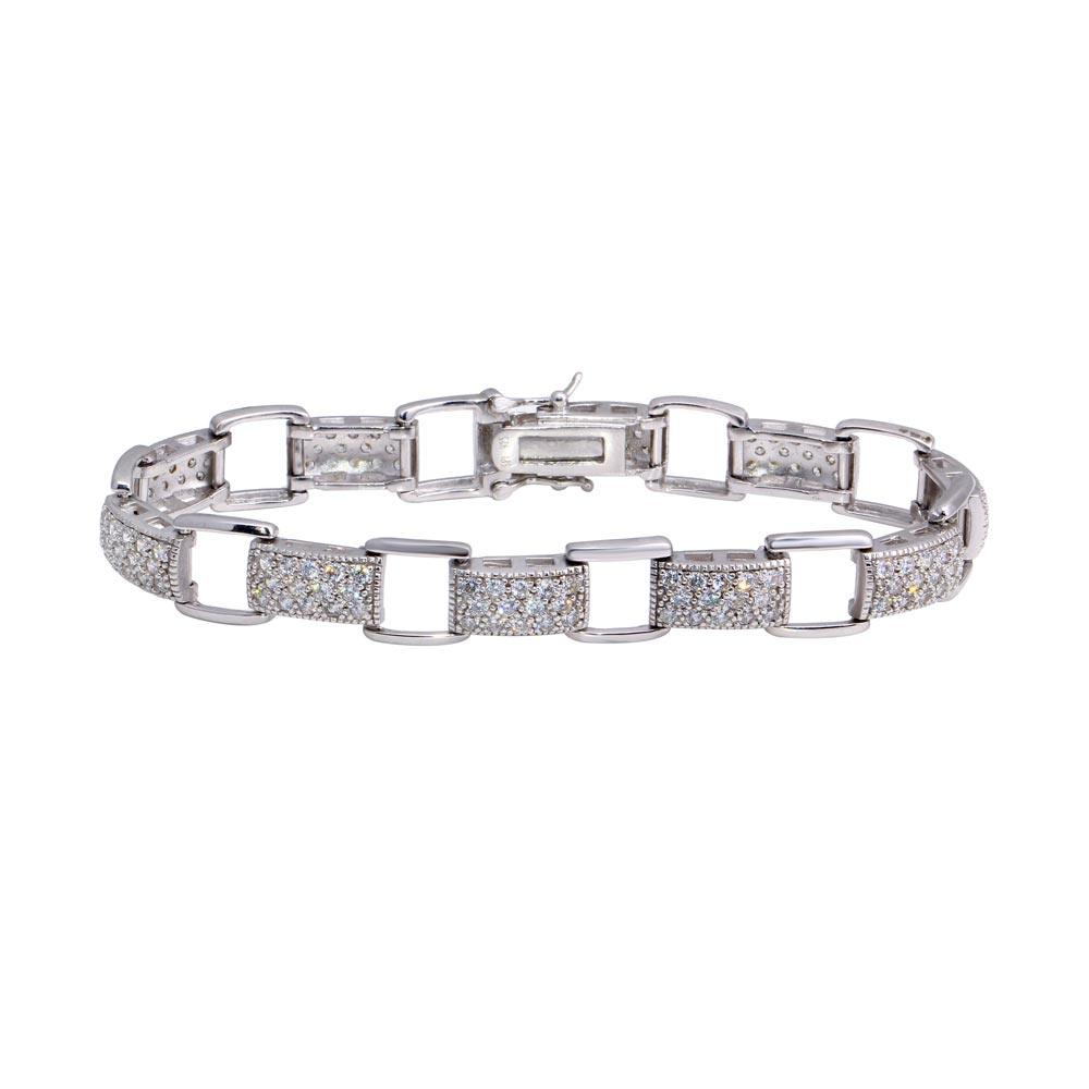 925 Sterling Silver Rhodium Plated CZ Tennis Bracelet