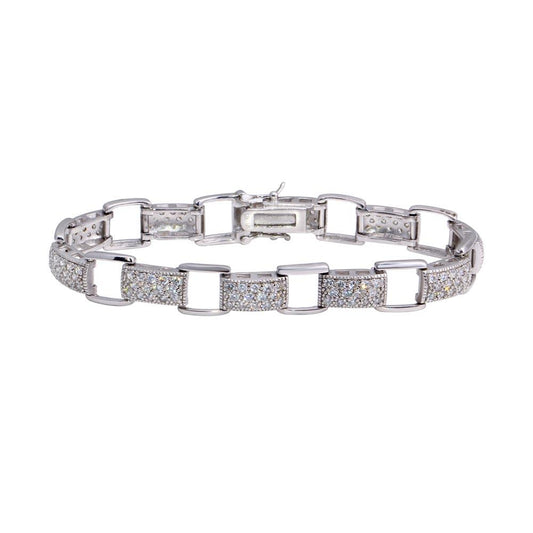 925 Sterling Silver Rhodium Plated CZ Tennis Bracelet