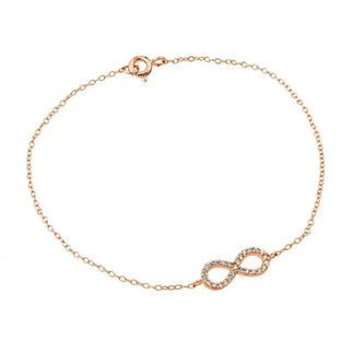 925 Sterling Silver Rose Gold Plated Infinity Clear CZ Bracelet