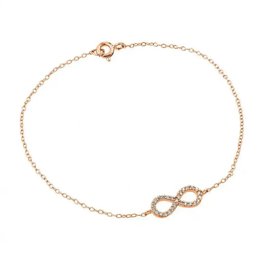 925 Sterling Silver Rose Gold Plated Infinity Clear CZ Bracelet