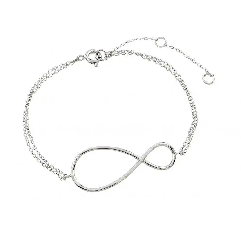 925 Sterling Silver Rhodium Plated Exaggerated Infinity Sign Bracelet
