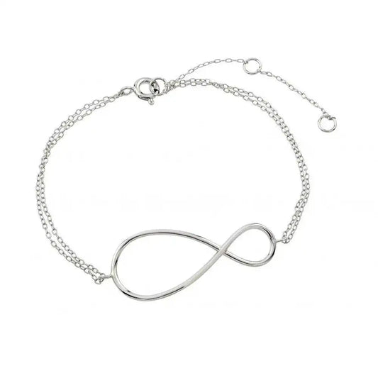 925 Sterling Silver Rhodium Plated Exaggerated Infinity Sign Bracelet