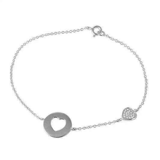 925 Sterling Silver CZ Heart Cutout Bracelet