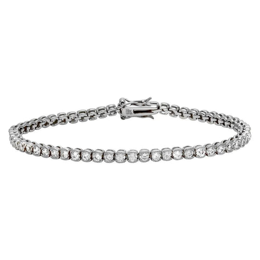 925 Sterling Silver Rhodium Plated 3.5mm Round CZ Tennis Bracelet