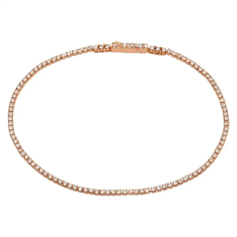 925 Sterling Silver Rose Gold Plated Tennis Bracelet with CZ Stones
