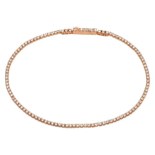 925 Sterling Silver Rose Gold Plated Tennis Bracelet with CZ Stones