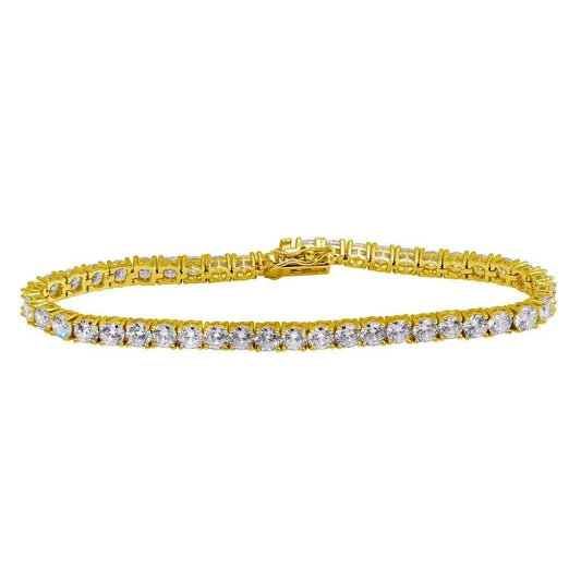 925 Sterling Silver Gold Plated CZ Tennis Bracelet