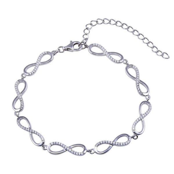 925 Sterling Silver Clear CZ Infinity Tennis Bracelet