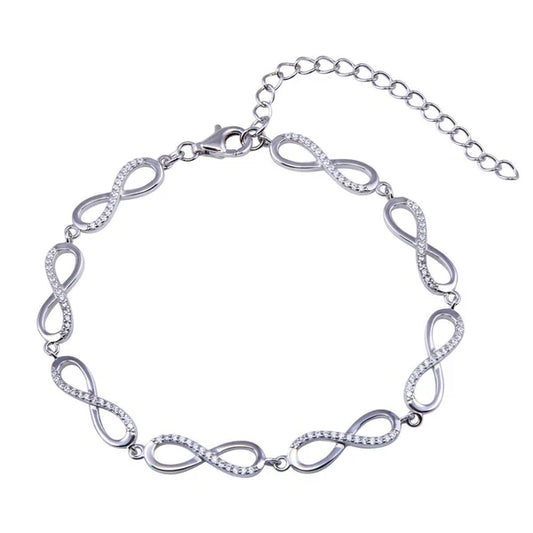 925 Sterling Silver Clear CZ Infinity Tennis Bracelet