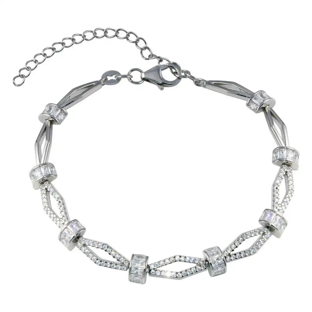 925 Sterling Silver Rhodium Plated Confetti CZ Bracelet