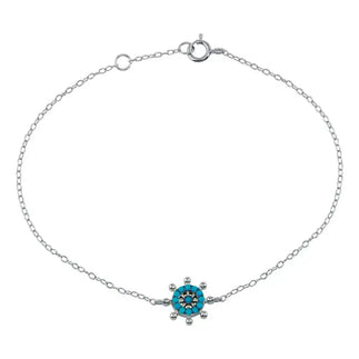 925 Sterling Silver Rhodium Plated Turquoise Galver Bracelet