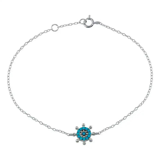 925 Sterling Silver Rhodium Plated Turquoise Galver Bracelet