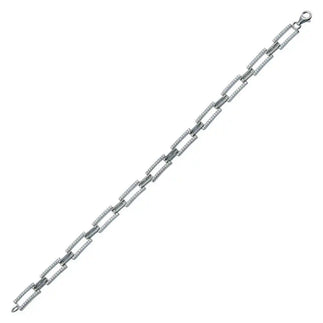 925 Sterling Silver Rhodium Plated 5.7mm CZ Rectangle Link Tennis Bracelet
