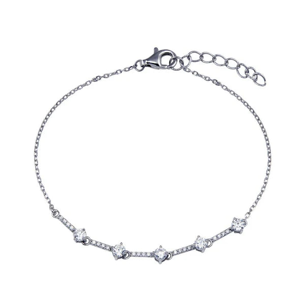 925 Sterling Silver Rhodium Plated CZ Link Chain Bracelet