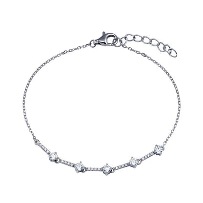 925 Sterling Silver Rhodium Plated CZ Link Chain Bracelet