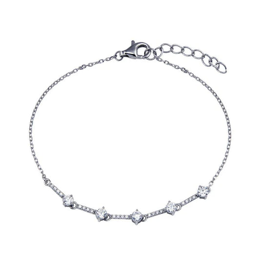925 Sterling Silver Rhodium Plated CZ Link Chain Bracelet