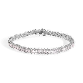 925 Sterling Silver Rhodium Plated Baguette Stone Studded 4.8mm Tennis Bracelet
