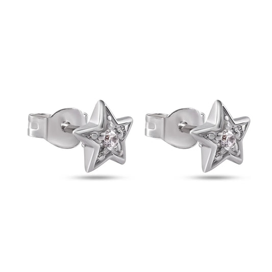 925 Silver Rhodium Plated CZ Earrings