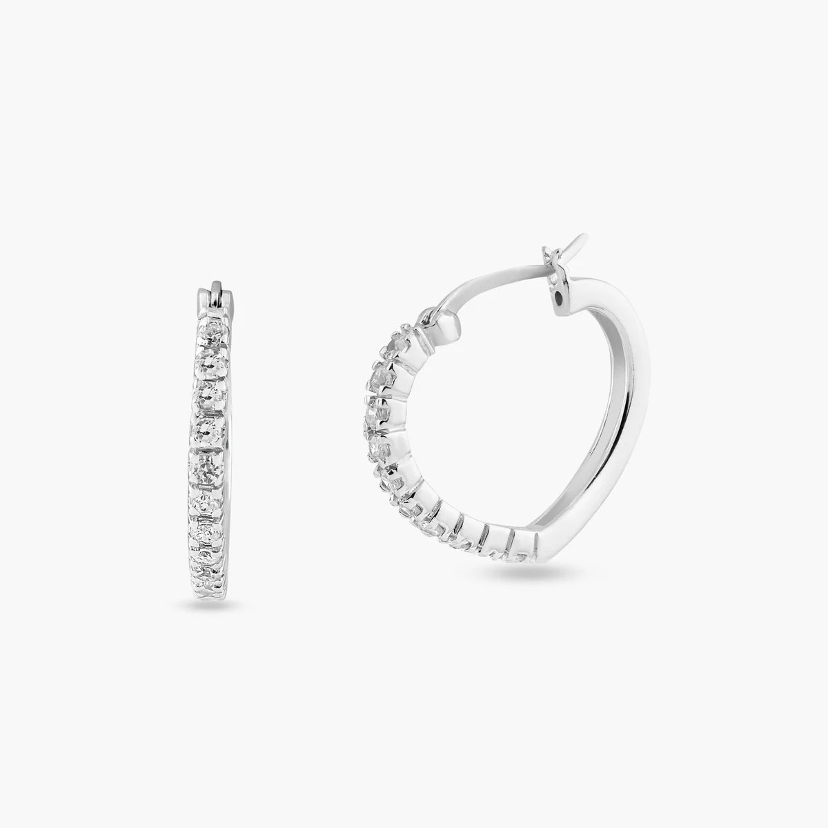 925 Silver Clearance-Rhodium Plated Half Eternity CZ Hoop Earrings